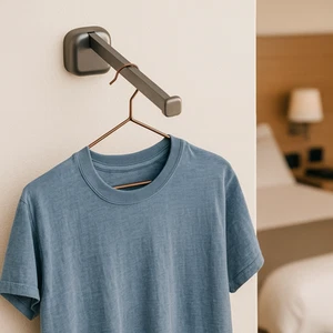 Extendable Hanging Rod Storage Rack Wall Mounted Clothes Hanger Bathroom - Picture 1 of 14
