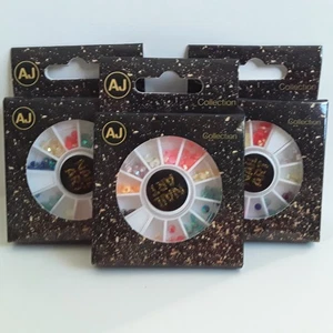 Nail Art Beads- Lot of 3 Pkgs-Assorted Colors - by AJ Collection - Picture 1 of 4