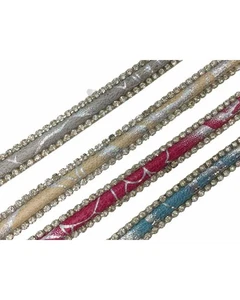 50 Cm Passamaneria Termoadesiva Strass Base Argento Lurex Profilo Alta 12 Mm 109 - Imagen 1 de 26