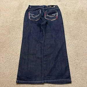 Jeans grunge Red Ape Y2K larghi skater ricamati tasca poliestere lavaggio scuro - Foto 1 di 7