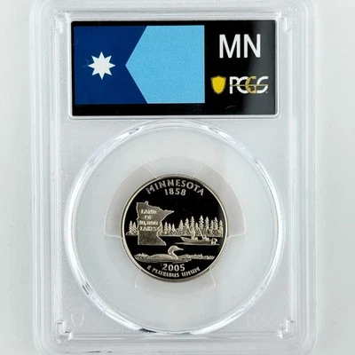 Minnesota Quarter PR 70 DCAM PCGS Clad 2005 S Best Top Grade 25c State Flag - Image 1 of 4