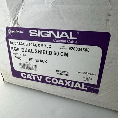 Southwire 23 lbs of RG6 Dual Shield 60 CM Coaxial Cable In Black - Image 1 of 4