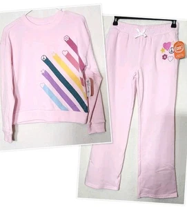 WONDER NATION 2 PC Fleece Sweat Suit Sweater Pants SET Pink 2XL 18 Girls (Y20) - Picture 1 of 9