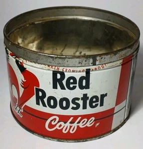 50er Vintage Red Rooster Kaffee Blechdose Hopkins Minnesota Keywind Coffee Tin - Bild 1 von 24