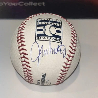 John Smoltz Atlanta Braves Autographed Hall of Fame Logo Baseball JSA COA - Image 1 of 4