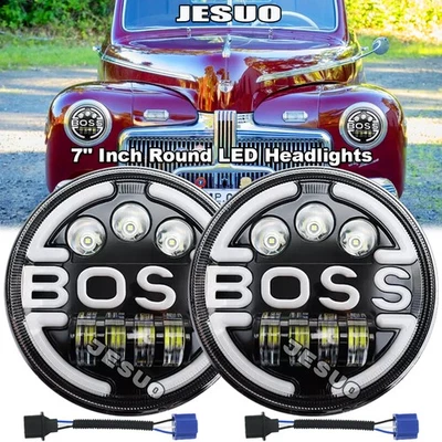 Pair For Ford Deluxe 1939-1951 7" Inch Round LED Headlights Lamp Housing New Foto 1 de 4