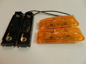 (2) 2 LED Light 1x4 Surface mount w/base Amber Clearance Marker trailer Optronic - Picture 1 of 11