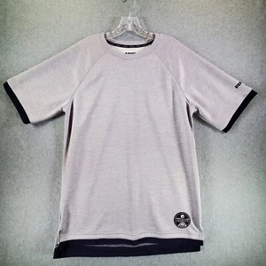 AND 1 Legendary Gray & Navy Blue Trim Short Sleeve Performance Work Out Top Sz L - Picture 1 of 6