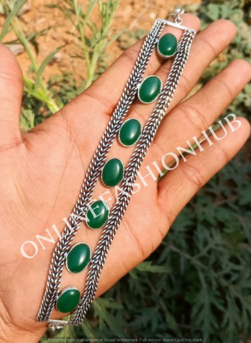 VALENTINO Bellissimo bracciale catena unisex onice pietra preziosa argento sterling 925 placcato 1 pezzo