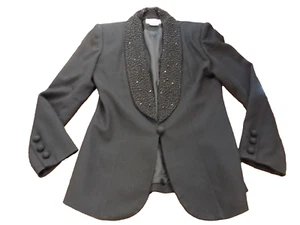 John Meyer of Norwich Black Blazer Suit Jacket Beaded Lapel Removable Collar 8 - Picture 1 of 11