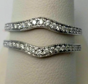 1 CTW Round Cut Moissanite Enhancer Guard Wrap Wedding Band Solid 14K White Gold - Picture 1 of 6
