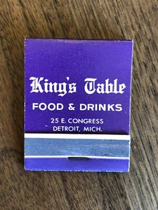 Vintage King's Table Restaurant Matchbook, Diamond T. Phillips Detroit Congress - Picture 1 of 8