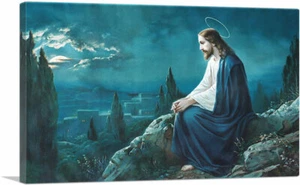 ARTCANVAS Christus auf dem Ölberg Jesus bei Nacht blau Leinwand Kunstdruck - Bild 1 von 11