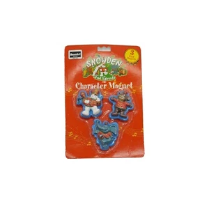 VTG SNOWDEN & FRIENDS CHARACTER REFRIGERATOR MAGNETS NOS Elephant BEAR SNOWMAN - Picture 1 of 6