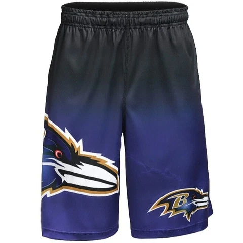 NFL Football Mens Gradient Big Logo Training Gym Shorts Baltimore Ravens Size XL Cover