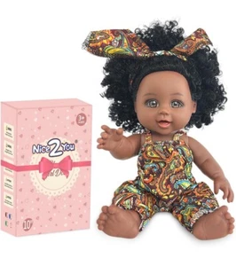 Pretty Black Baby Doll American African Girl 10”Reborn Toy Gift For Children - Picture 1 of 10