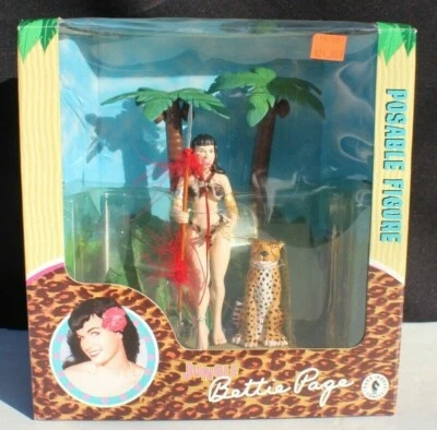 Figura de acción sellada Jungle Bettie Page 2000 con leopardo y diorama NOS Foto 1 de 2