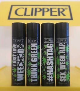 Clipper Lighters x4 Cool Rare Weed Statements Hashtag Think New Gift Smoke 