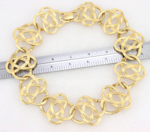 Collana girocollo vintage Givenchy pannello tono oro treccia nodo grande pesante