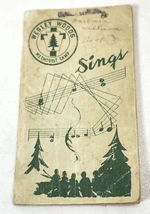 Folleto de cancionero de bolsillo de campamento de verano 1956 vintage Wesley Woods EE. UU. - Imagen 1 de 8