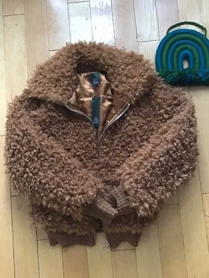 NEW WILD FABLE Fuzzy Sherpa Bomber Jacket Coat Cognac Faux Fur Teddy - Size XS - Image 1 of 4