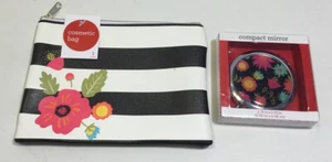 Design Group Kosmetiktasche und passende Spiegelstreifen mit Blumen - Bild 1 von 1