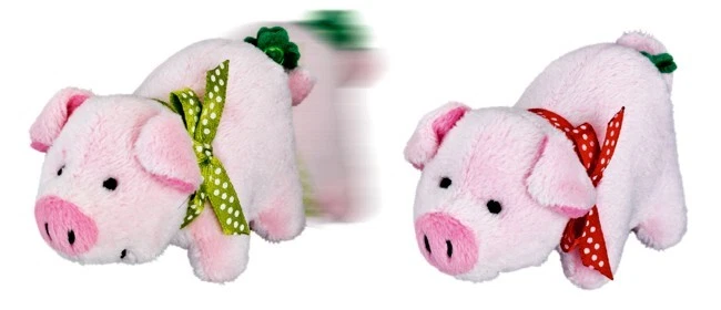 1 Glücksschweinchen mit grüner od. roter Schleife u. Kleeblatt 10793 Spiegelburg