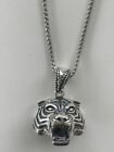 Solid 925 Sterling Silver 3D Tiger Cheetah Women’s Men’s Pendant W. 22” Chain