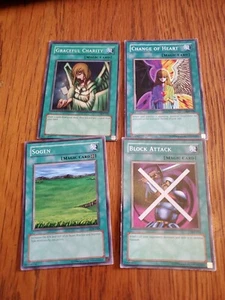 Lot Of 4 Yu-Gi-Oh 1996 Magic Cards Block Attack Sogen Graceful Charity Change Of - Picture 1 of 3