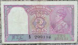 Inde 2 roupies 1937 P17a aF