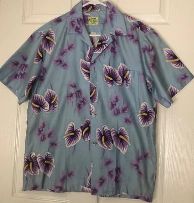 Vintage 60s Ui-Maikai Hawaiian Shirt Size M Purple Made in Hawaii Beach Surf USA - Image 1 of 4