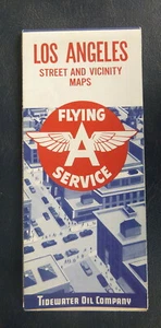 1960 Los Angeles California road map Tidewater Flying A oil gas route 66 - Picture 1 of 4
