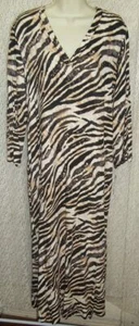 Natori Small S Long Woven Caftan/Muu/Lounger Long Sleeve Matte Animal Print NWT - Picture 1 of 8