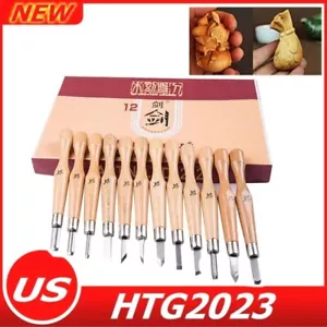 12PCS Wood Carving Hand Chisel Tool Set Professional Woodworking Gouges Steel US - Picture 1 of 8
