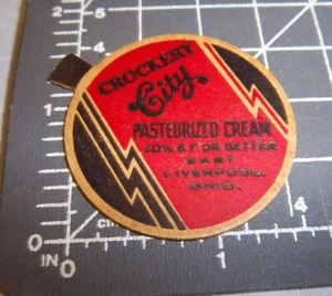 Dairy Milk Bottle Cap from Crockery City, East Liverpool Ohio, pasteurized cream - Picture 1 of 1
