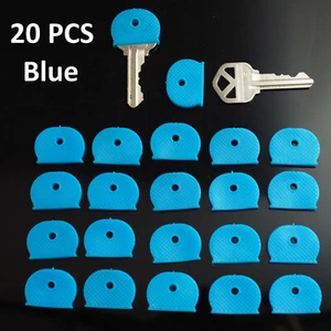 20x Key ID Caps Rubber Identifier Top Cover Topper Ring Hat Shape - Blue Color - Picture 1 of 1