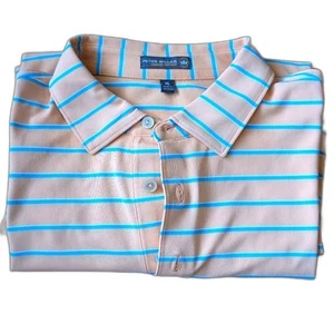 Peter Millar Camicia Uomo XL Estiva Comoda Arancione Teal e Bianco Golf Polo - Foto 1 di 6