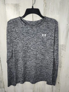 Women's Under Armour Tech Long Sleeve T-Shirt Heat Gear, Sz Med Black Gray EUC - Picture 1 of 3