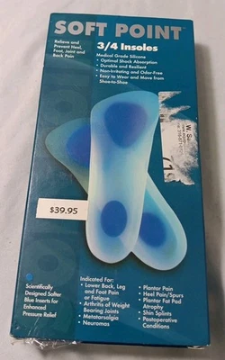 SOFT POINT- Pre-Molded Orthotic 3/4 Arch Support Insole Medical Grade Silicone - Image 1 of 4
