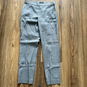 Theory Womens Treeca Pull On Pants 2 Gray Soft Crunch Linen Blend Elastic Waist - Picture 1 of 11