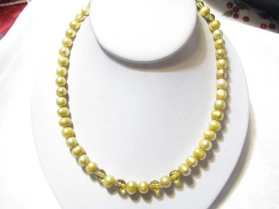 HERMOSO COLLAR DE 18" AMARILLO FW PERLAS Y CUENTAS DE CITRINO ESTERLINA BROCHE PALANCA Foto 1 de 4