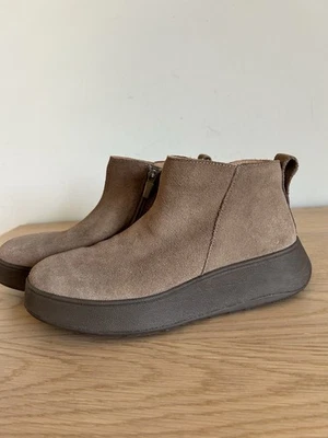 Botas FitFlop F Mode camurça plataforma feminina zíper tornozelo cinza minky tamanho 7 - Imagem 1 de 4