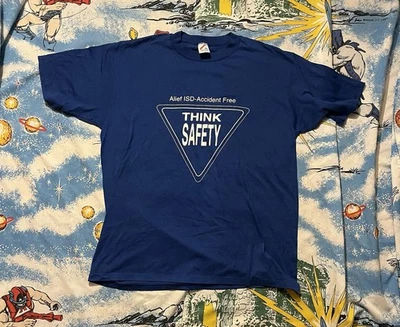 Camiseta de Colección Años 80 Alief ISD Sistema de Seguridad Escolar Talla XL Puntada Única Jerzees Foto 1 de 4