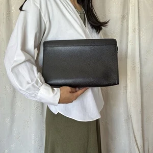 Gucci Clutch Bag Leather Black 0142854 Vintage - Picture 1 of 12