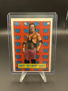 1987 Topps WWF World Wrestling Stickers Card #1 Bret HITMAN Hart Rookie Card RC - Picture 1 of 6
