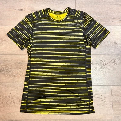 Nike Dri-FIT Camisa de Entrenamiento Ajustada Top Atlético Negro Amarillo Para Hombres Pequeña S Foto 1 de 4