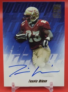 Travis Minor 2001 novato en tarjeta auto certificado Topps fútbol americano FSU Dolphins Rams - Imagen 1 de 10