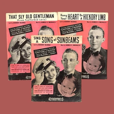 Eastside of Heaven Sheet Music Bing Crosby Joan Blondell Monaco Burke LOT Of 3 - Image 1 of 4