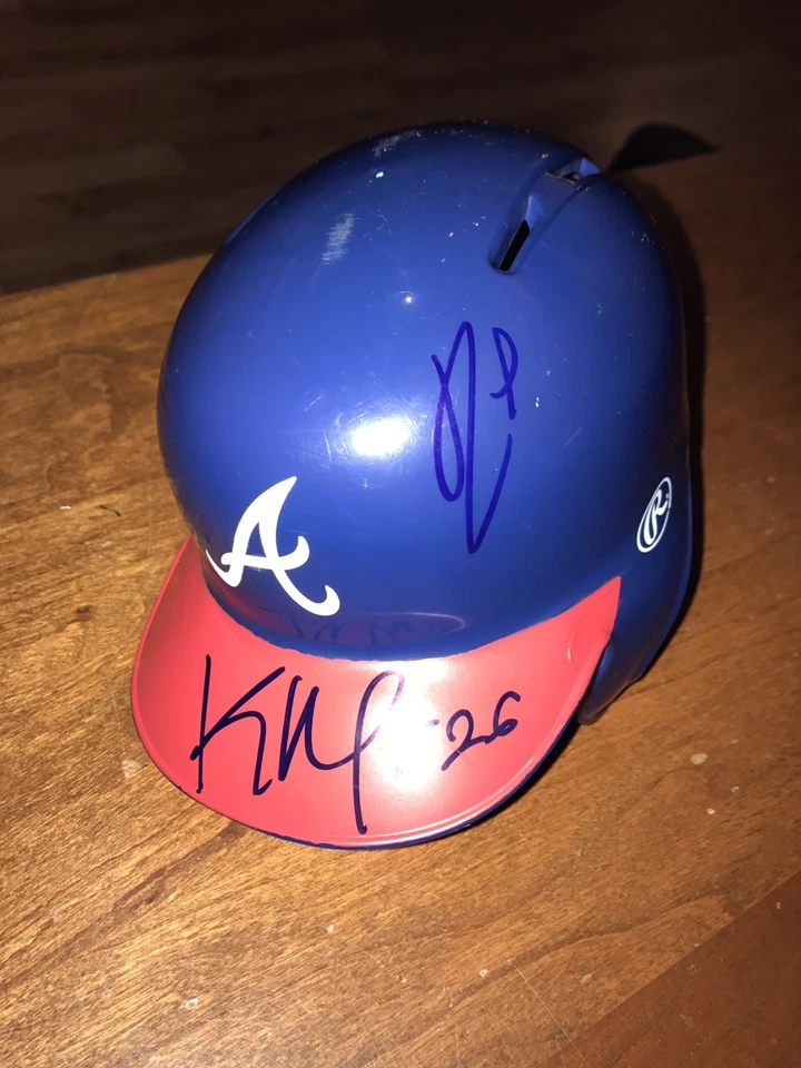 Kevin Maitan & Ronald Acuna Autograph Signed Braves Mini Helmet JSA - Image 1 of 1