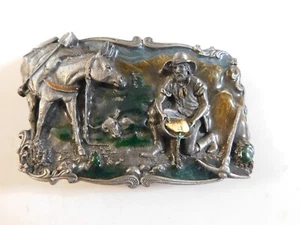 ARROYO GRANDE 1981 PANEO PARA HEBILLA DE CINTURÓN ESMALTE DORADO EN SARTÉN RARO - Imagen 1 de 2